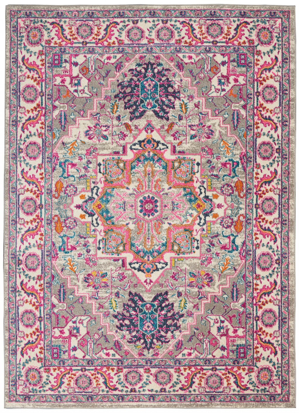 5' X 7' Pink And Gray Power Loom Area Rug-385496-1