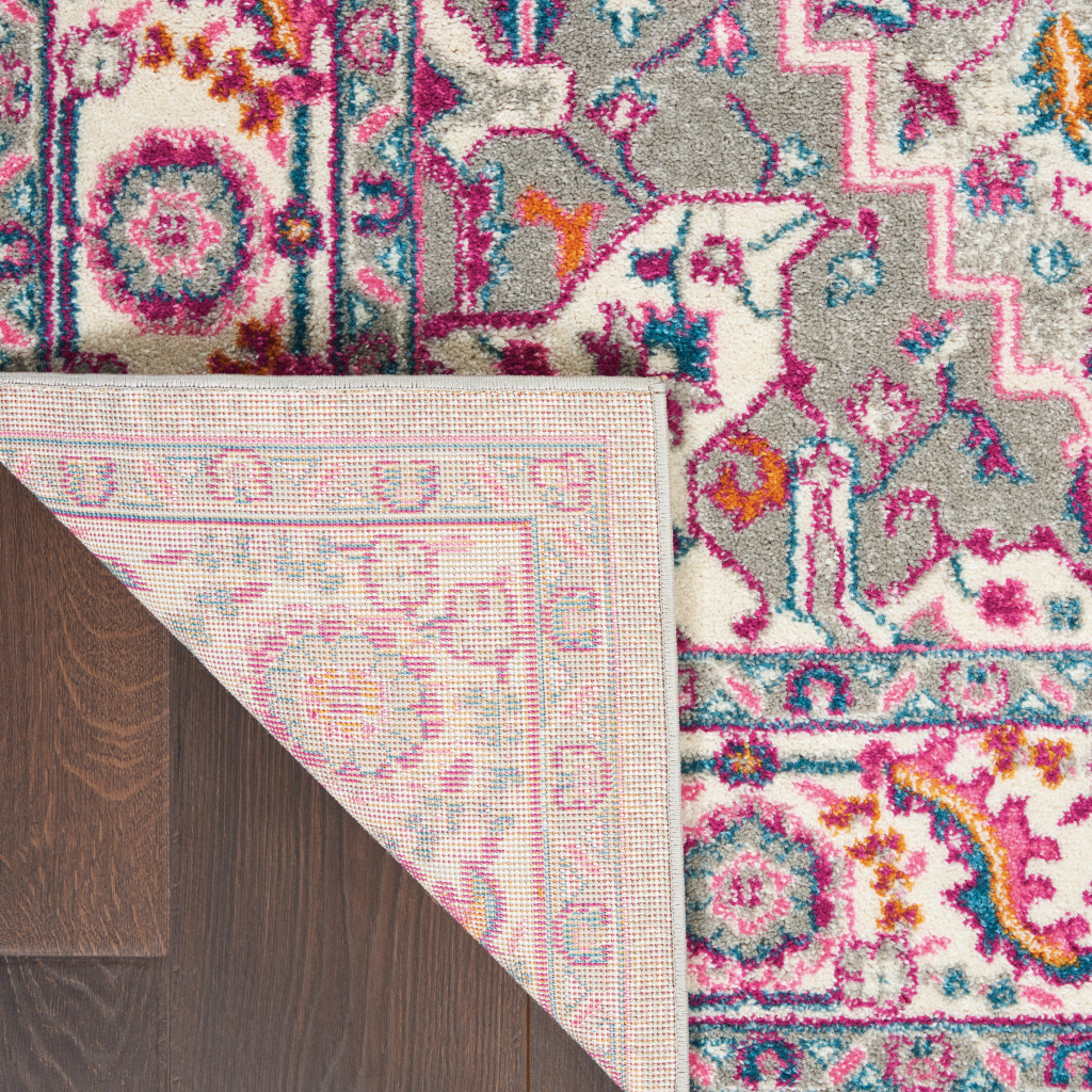 5" X 7" Pink And Gray Power Loom Area Rug