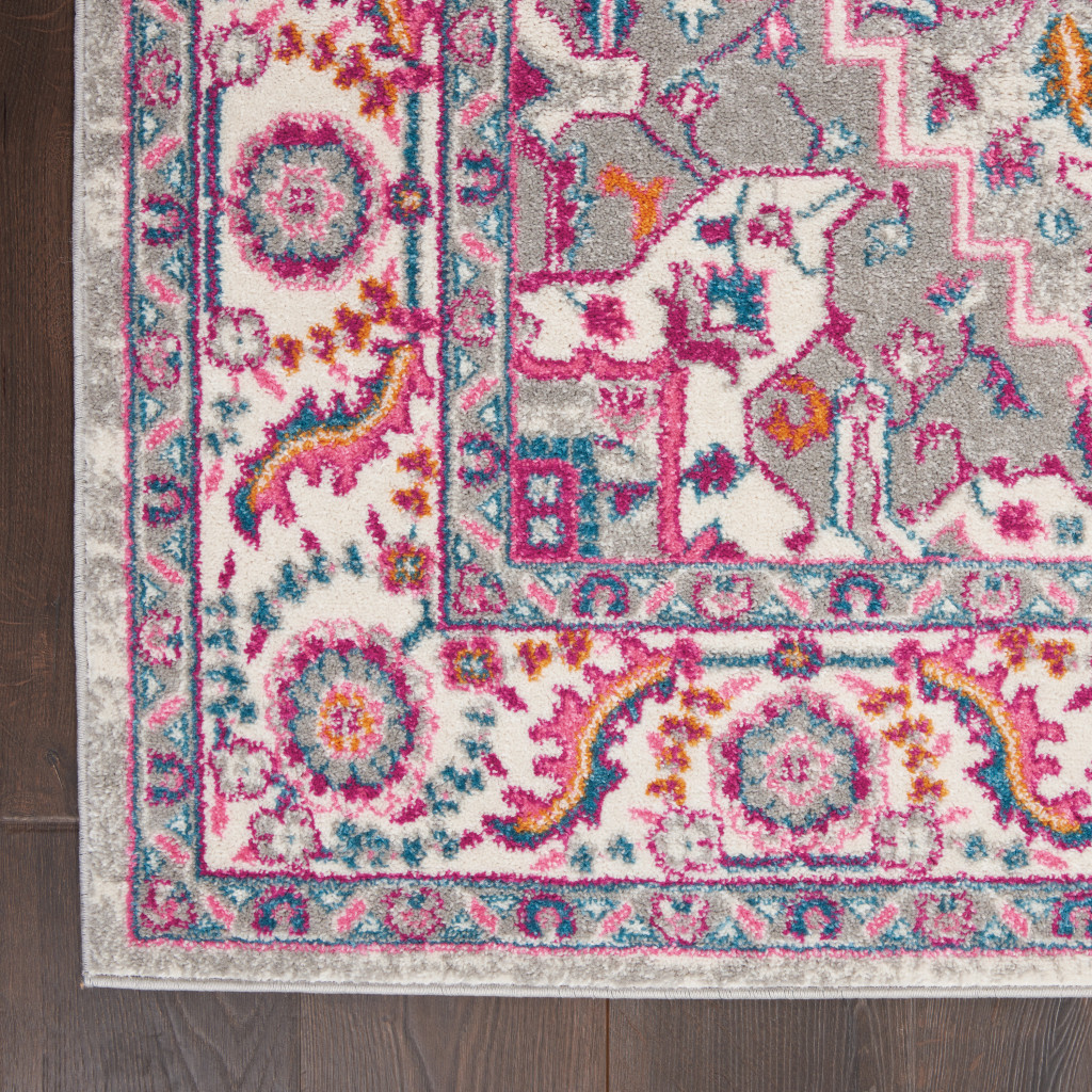 5" X 7" Pink And Gray Power Loom Area Rug