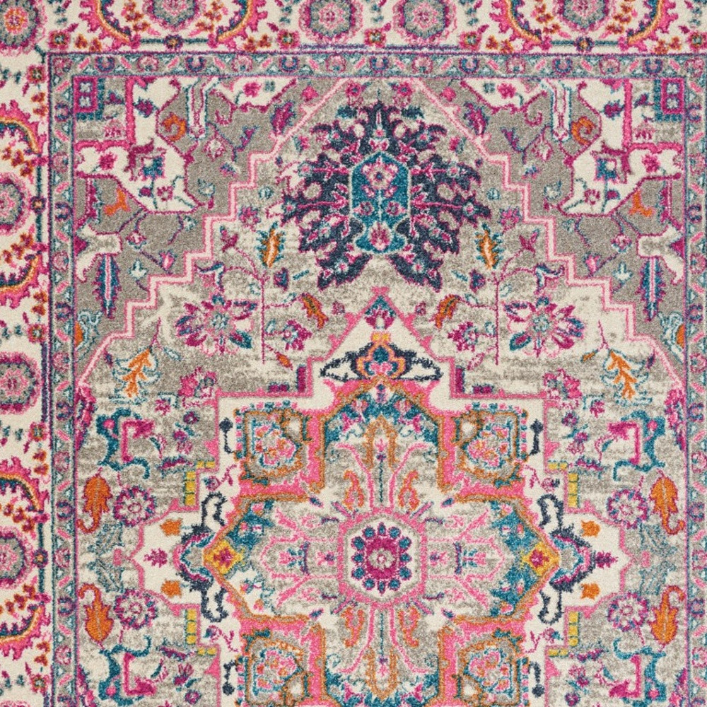 5" X 7" Pink And Gray Power Loom Area Rug