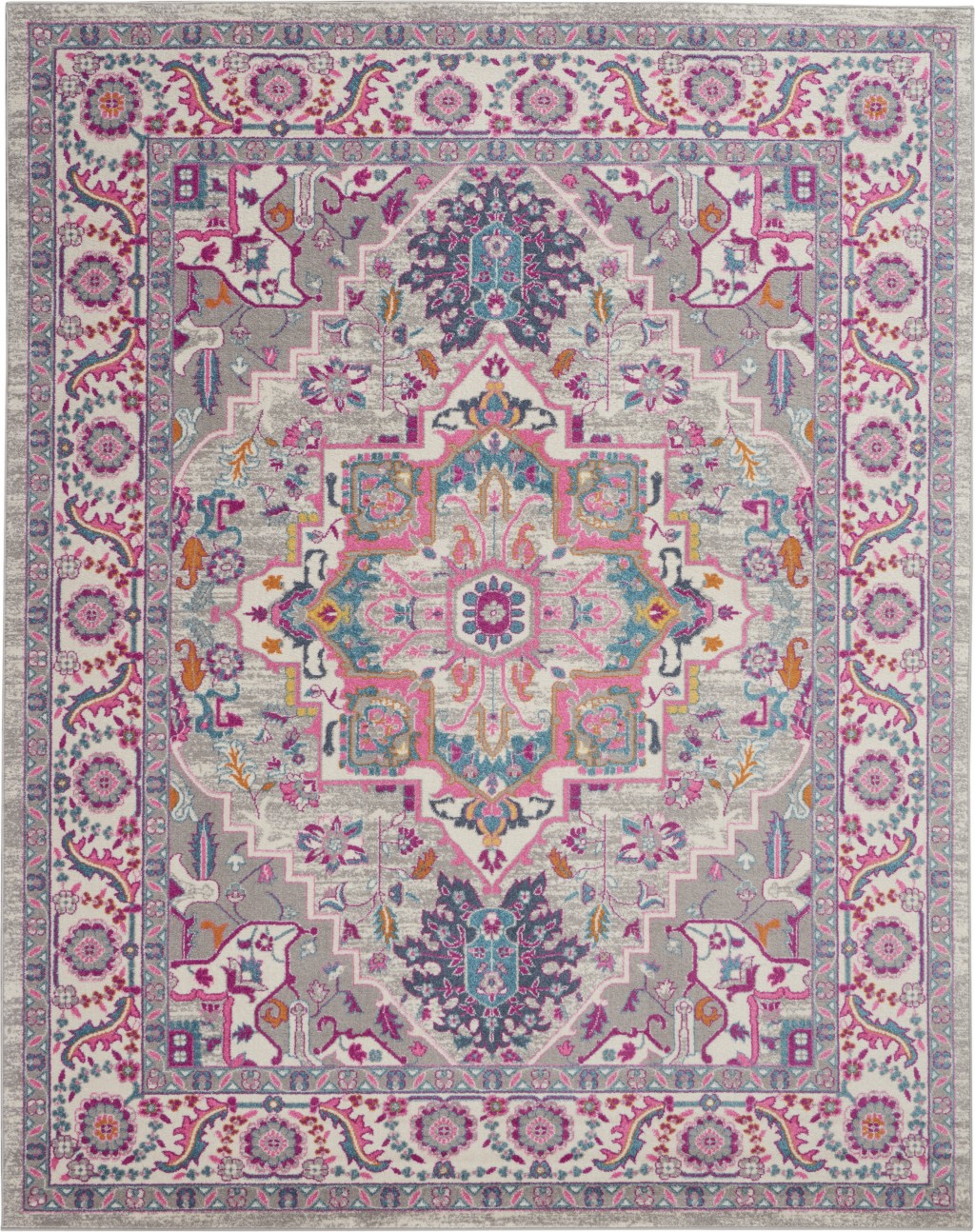 7' X 10' Pink And Gray Power Loom Area Rug-385497-1