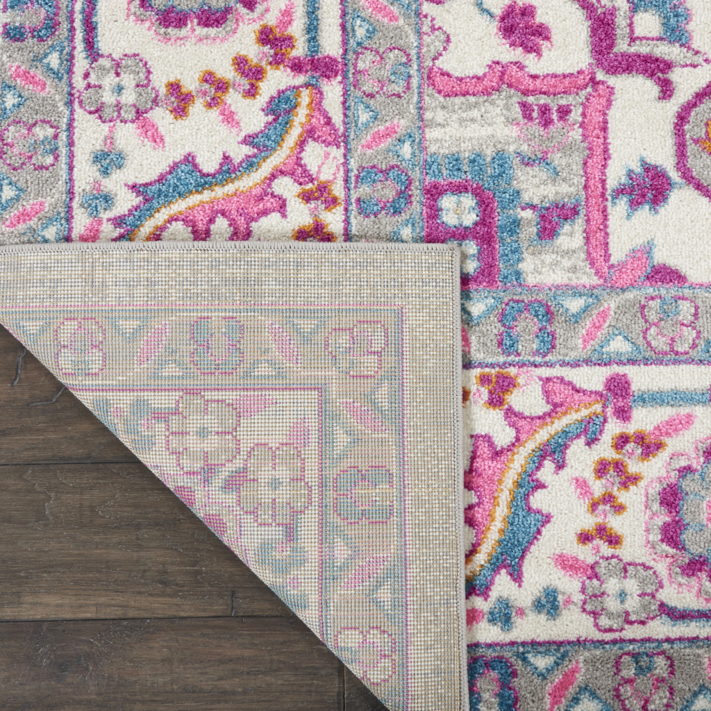 7" X 10" Pink And Gray Power Loom Area Rug