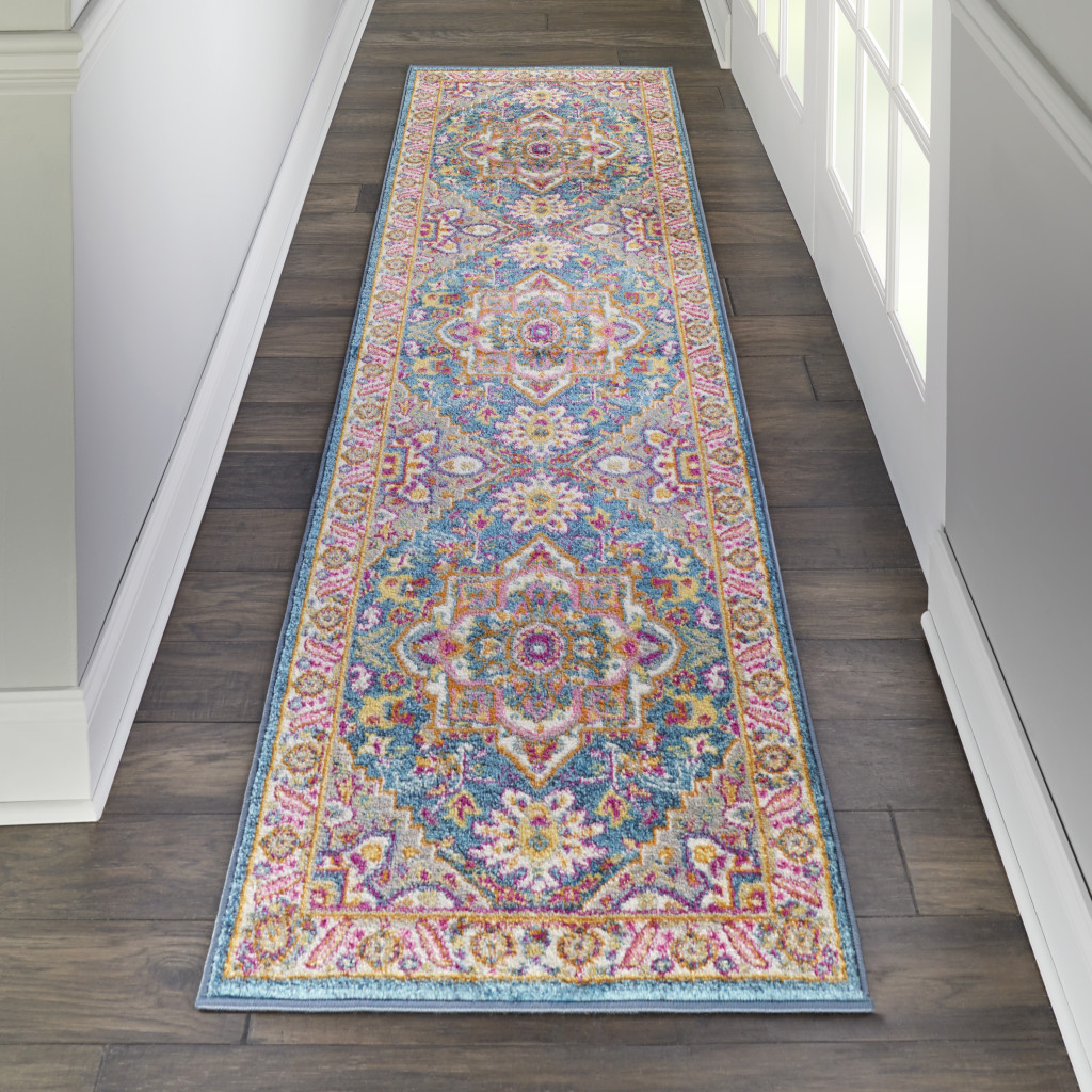 6" Teal Blue Power Loom Runner Rug