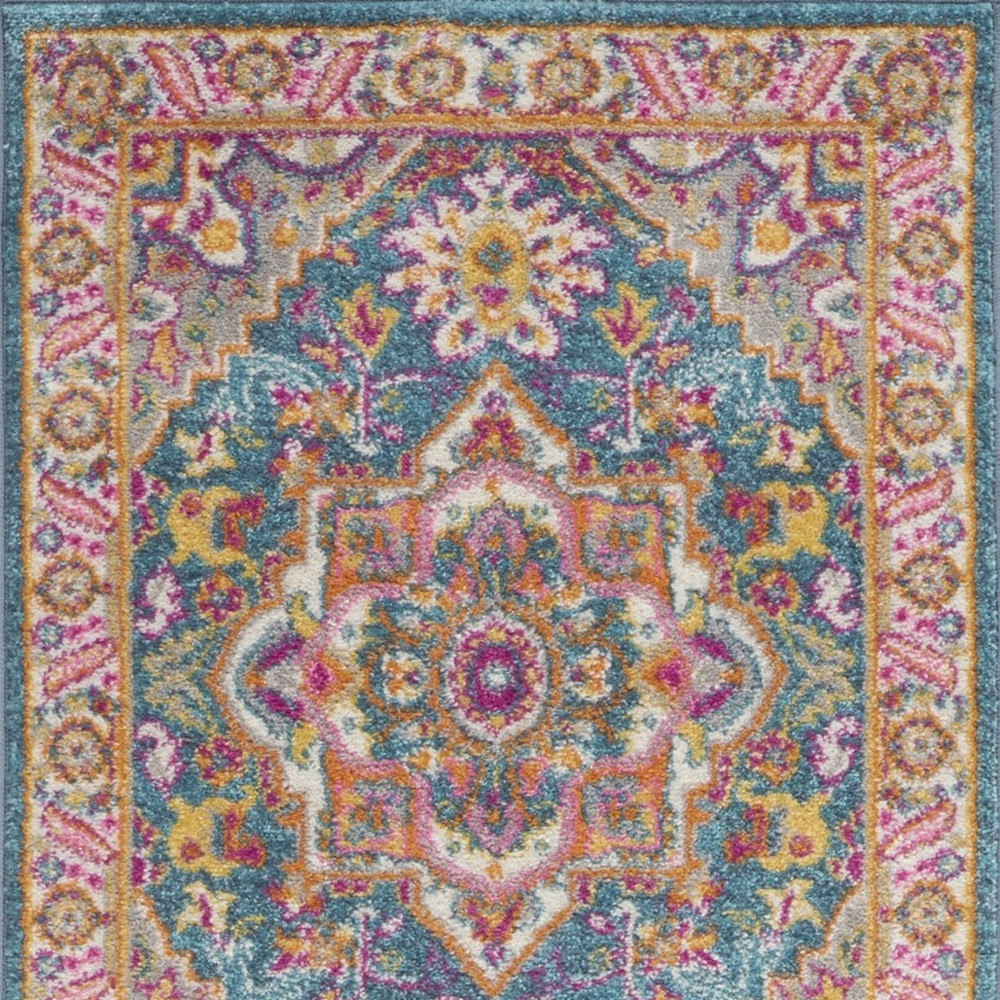 6" Teal Blue Power Loom Runner Rug