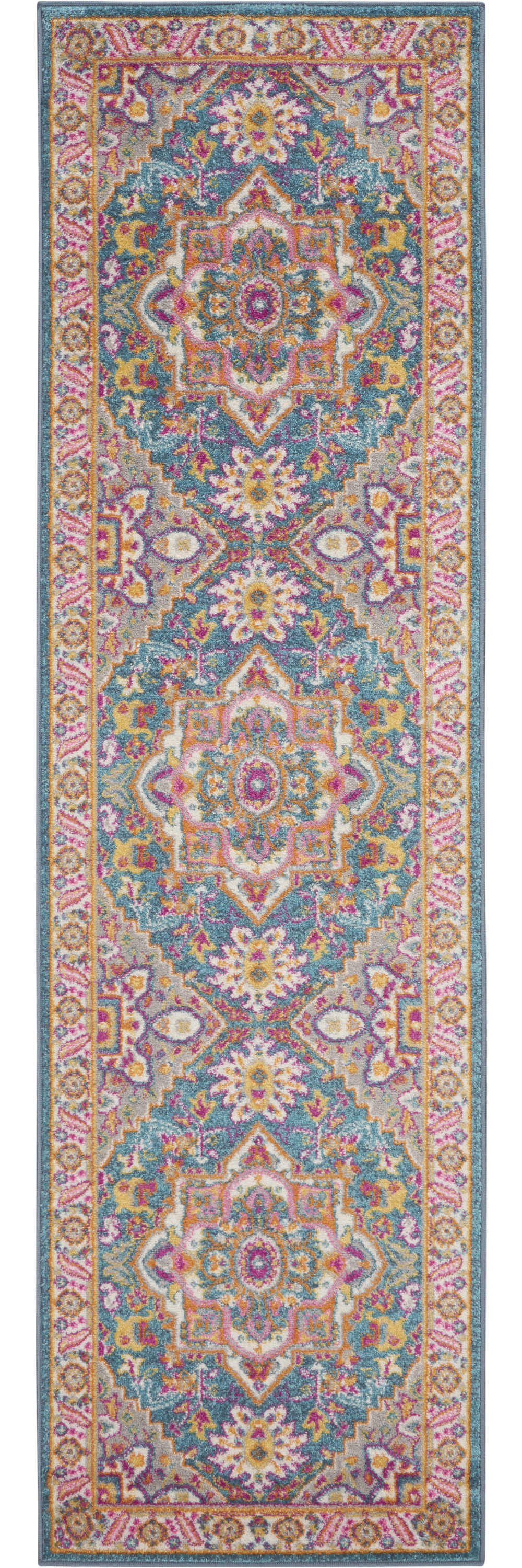 8" Teal Blue Power Loom Runner Rug