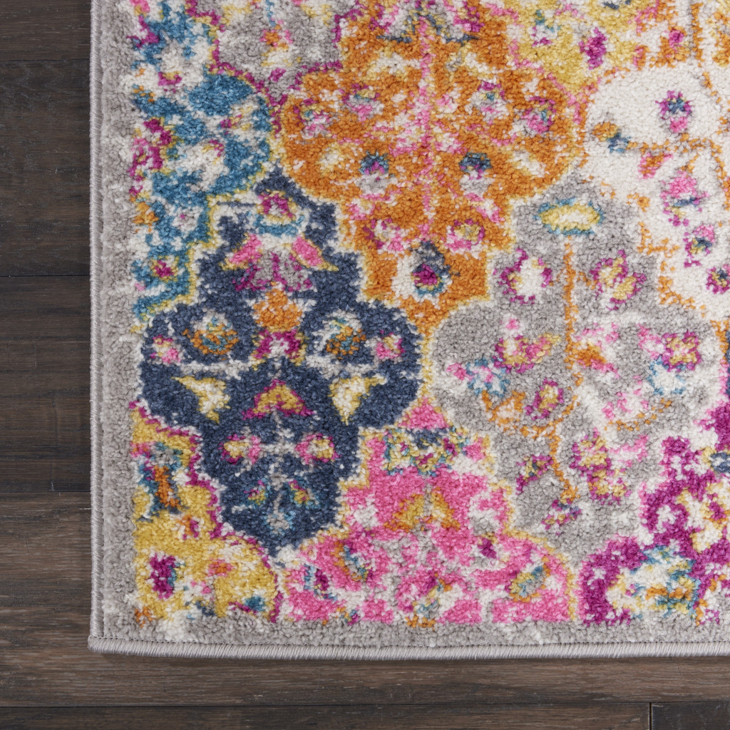 2" X 3" Pink And Gray Geometric Dhurrie Area Rug