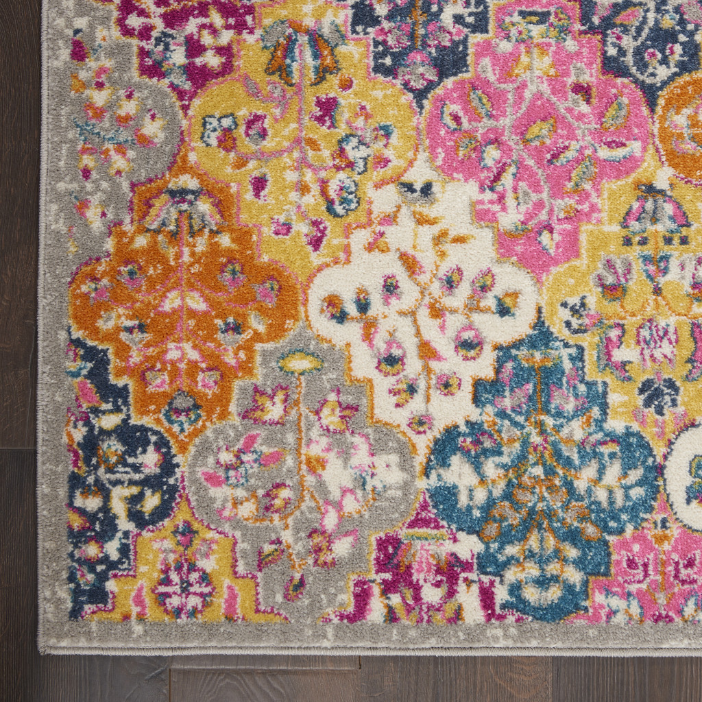 4" X 6" Pink And Gray Geometric Dhurrie Area Rug