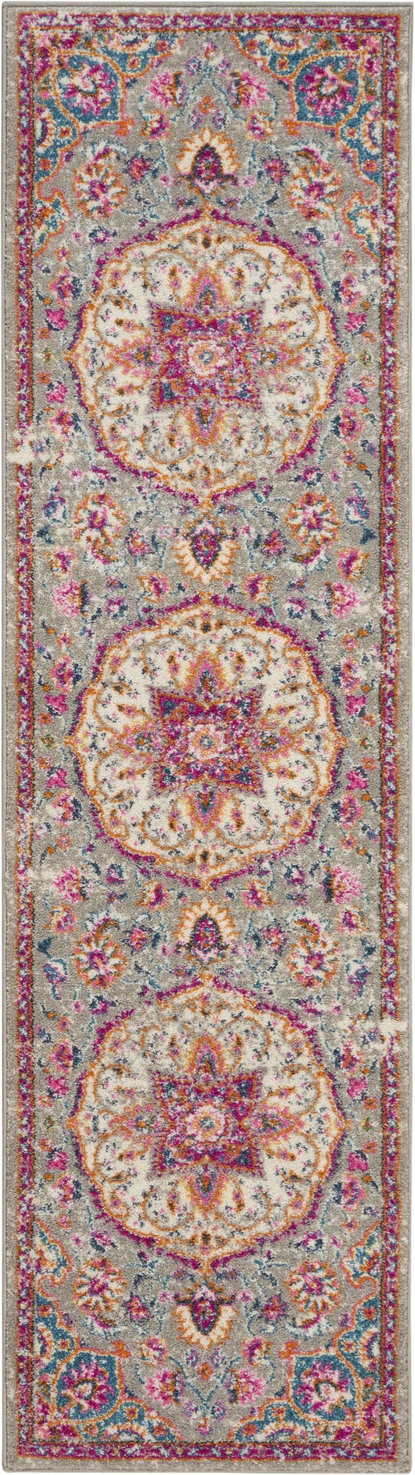 6' Pink And Gray Power Loom Runner Rug-385517-1