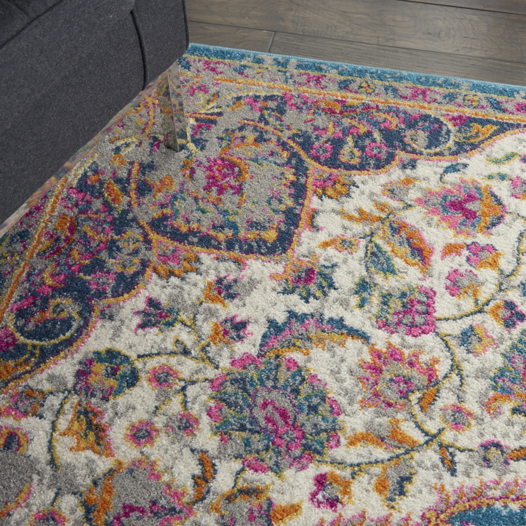 4" X 6" Pink And Green Dhurrie Area Rug