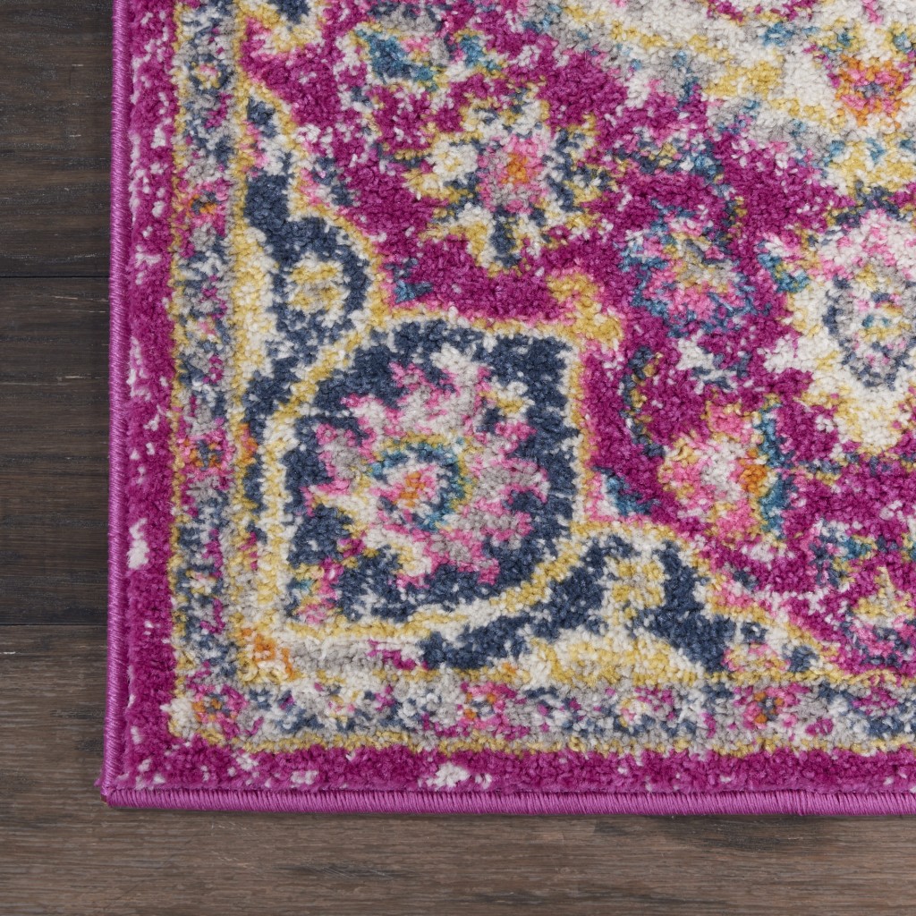 2 X 3 Pink And Ivory Medallion Scatter Rug
