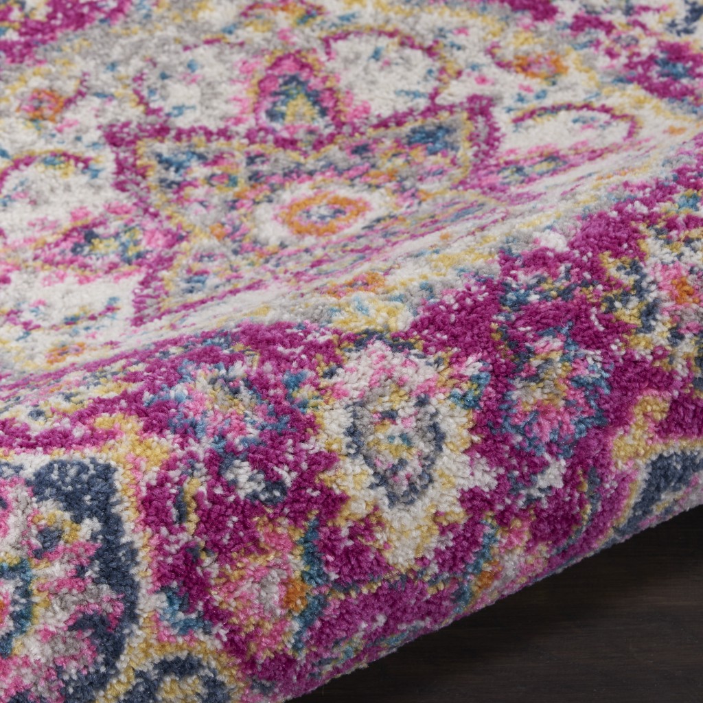 2 X 3 Pink And Ivory Medallion Scatter Rug