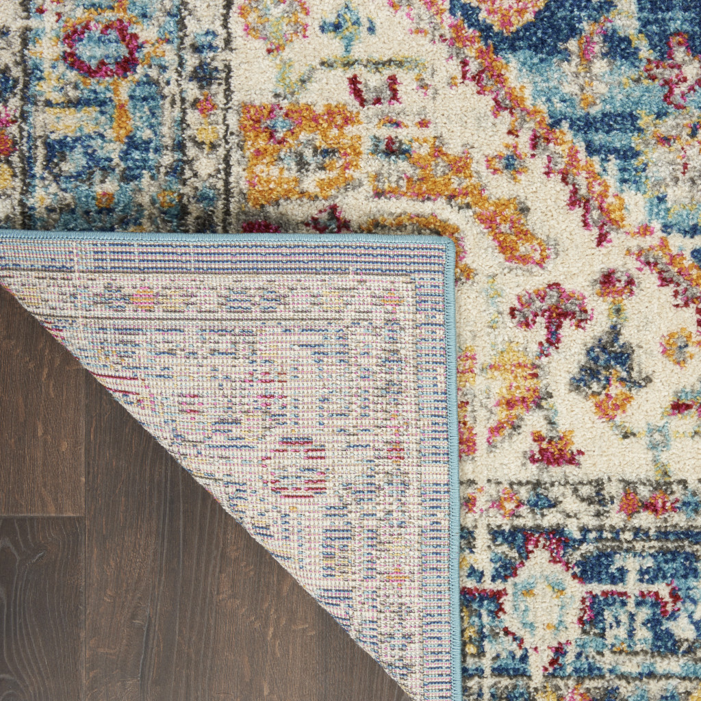 2" X 3" Blue And Ivory Power Loom Area Rug