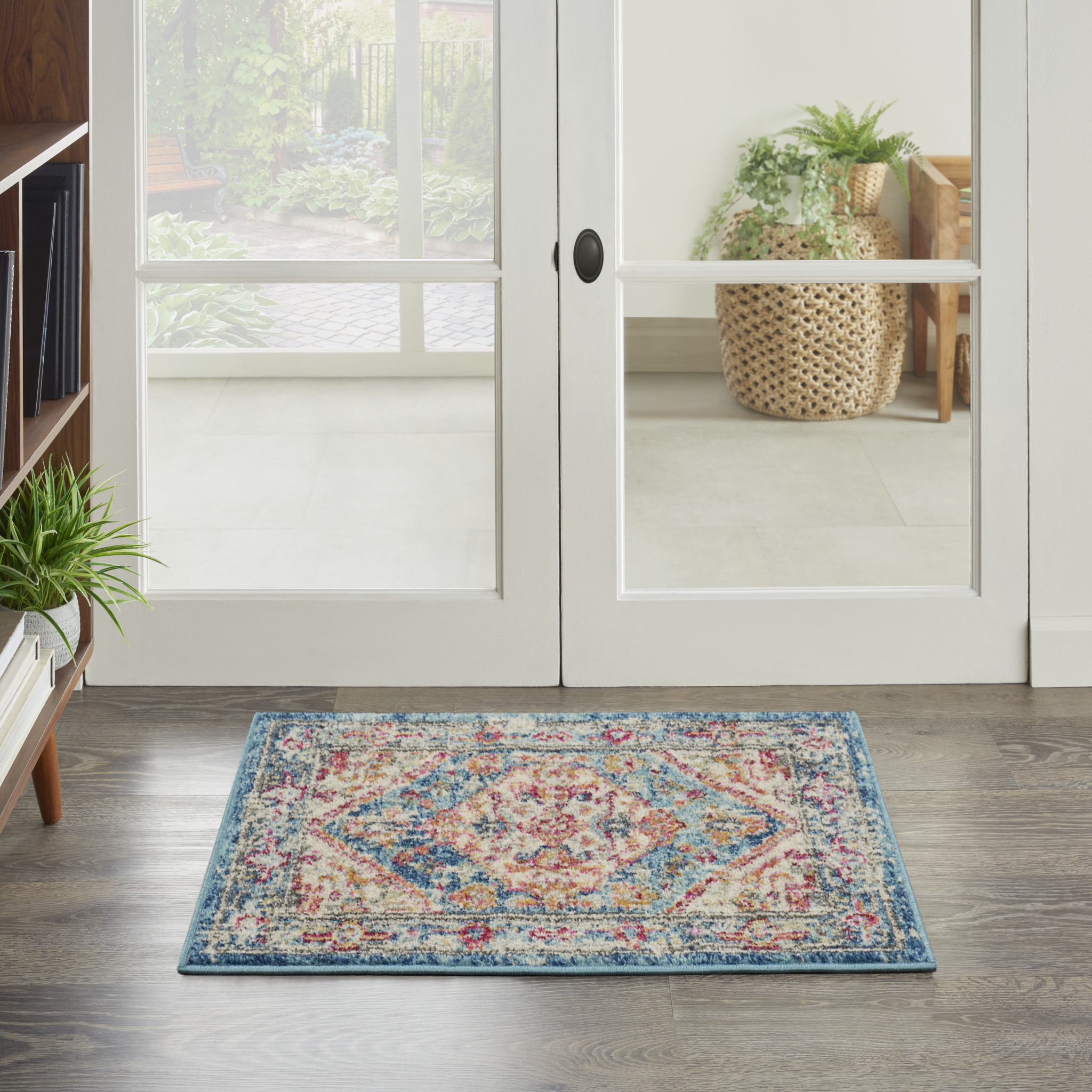 2" X 3" Blue And Ivory Power Loom Area Rug