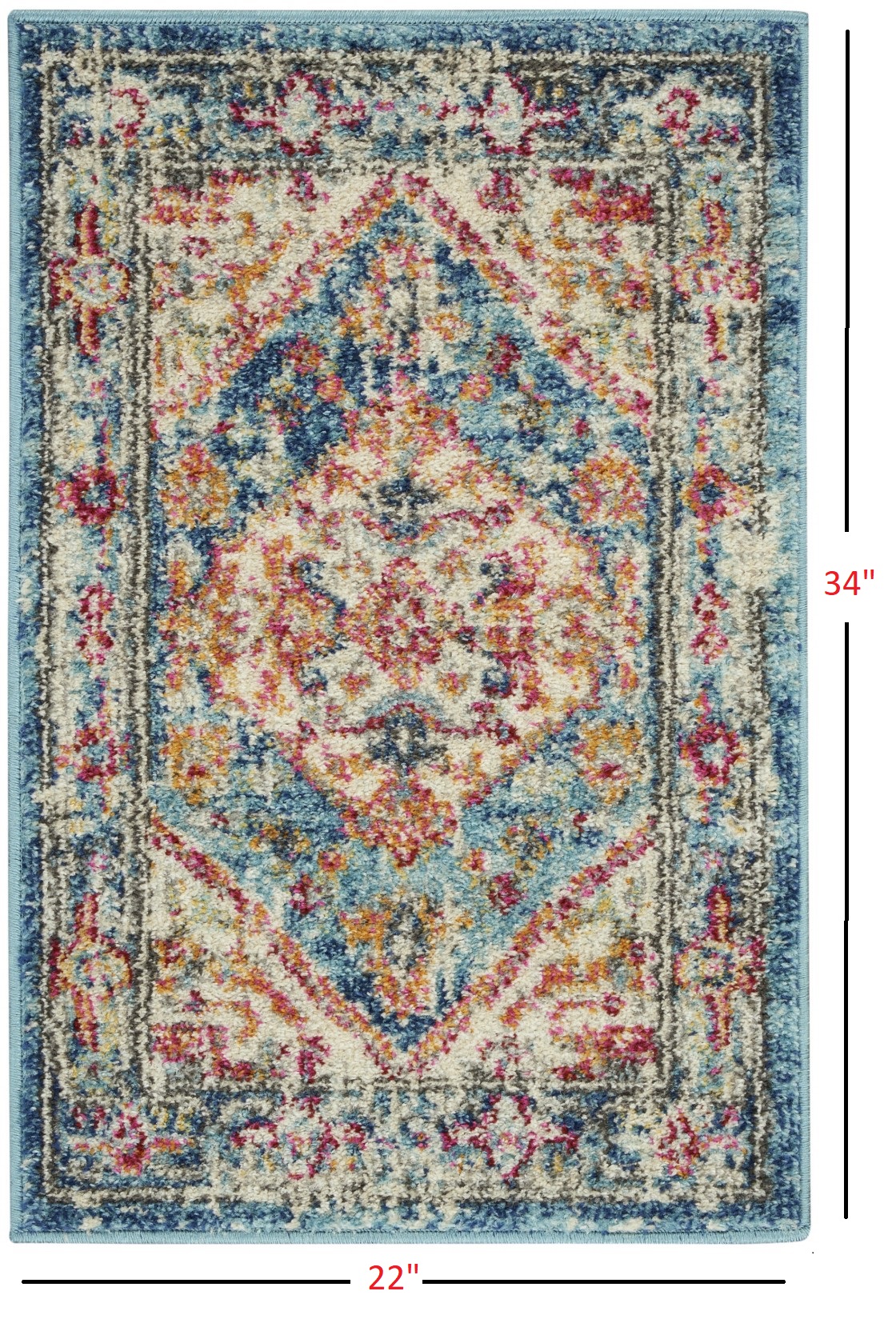 2" X 3" Blue And Ivory Power Loom Area Rug