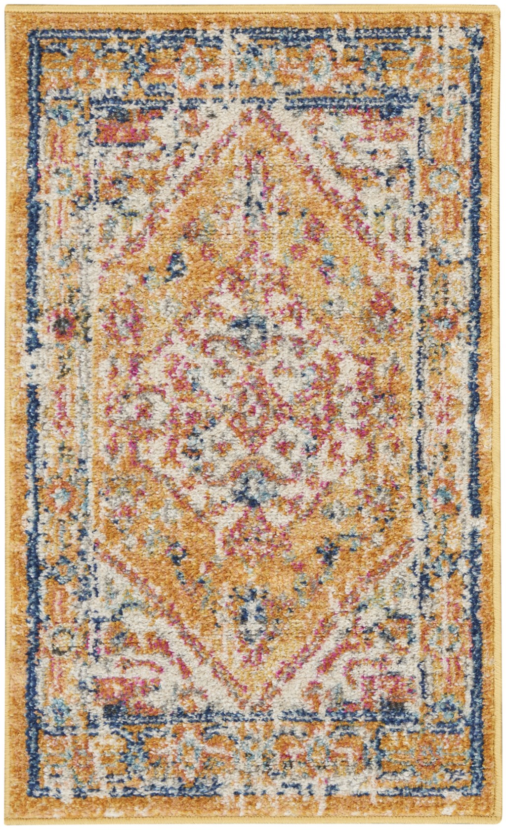 2' X 3' Yellow And Ivory Dhurrie Area Rug-385559-1