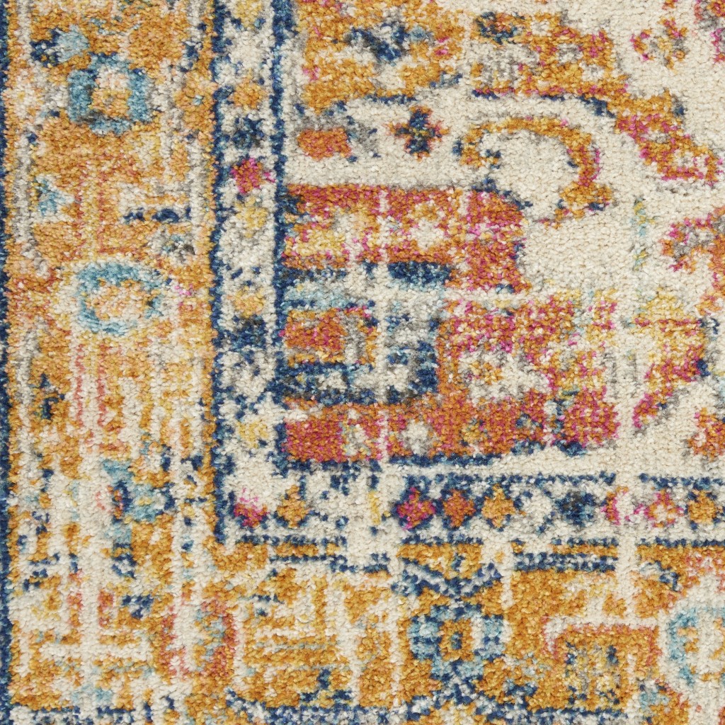 2 x 3 Ivory and Yellow Center Medallion Scatter Rug