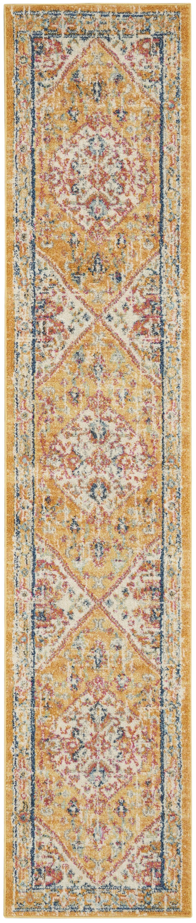 10' Yellow And Ivory Dhurrie Runner Rug-385560-1