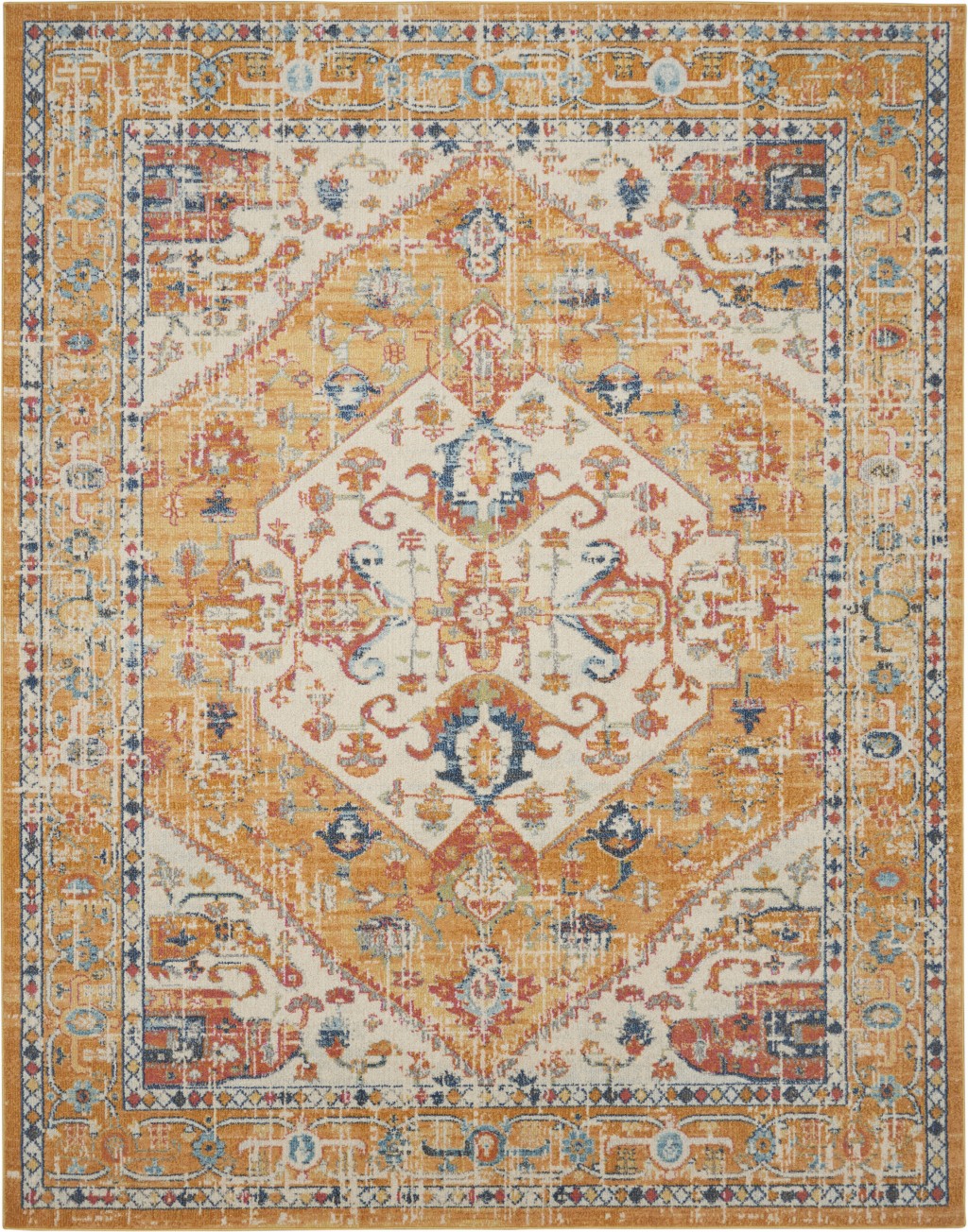 7' X 10' Yellow And Ivory Dhurrie Area Rug-385566-1