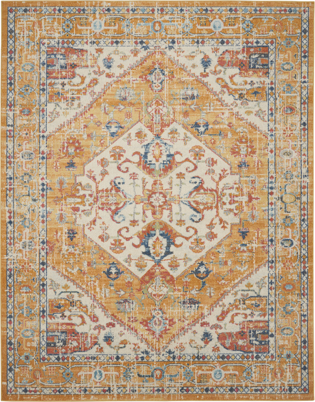 8' X 10' Yellow And Ivory Medallion Area Rug-385567-1