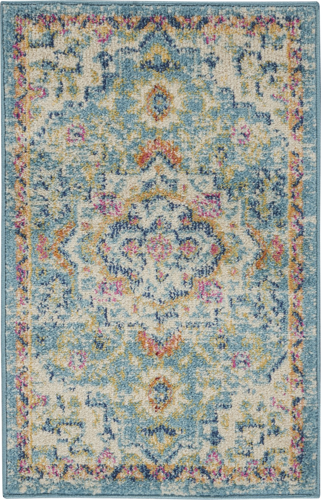 2' X 3' Blue And Ivory Dhurrie Area Rug-385577-1
