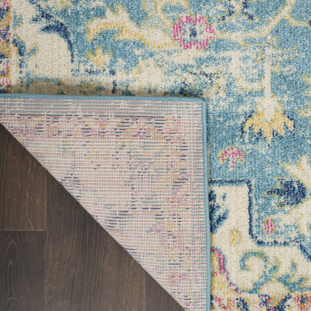 6" Blue And Ivory Dhurrie Runner Rug
