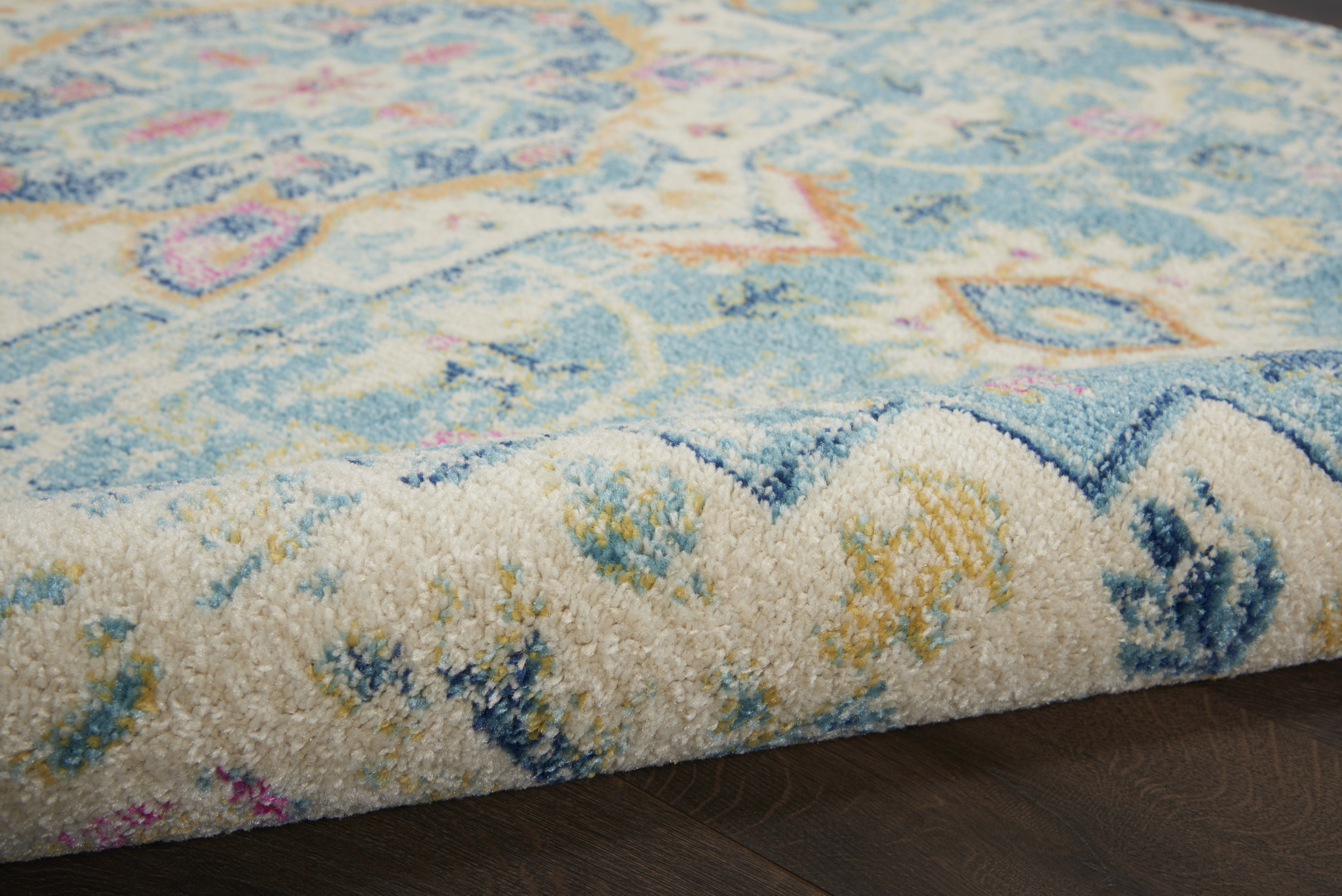 8" Blue And Ivory Round Dhurrie Area Rug