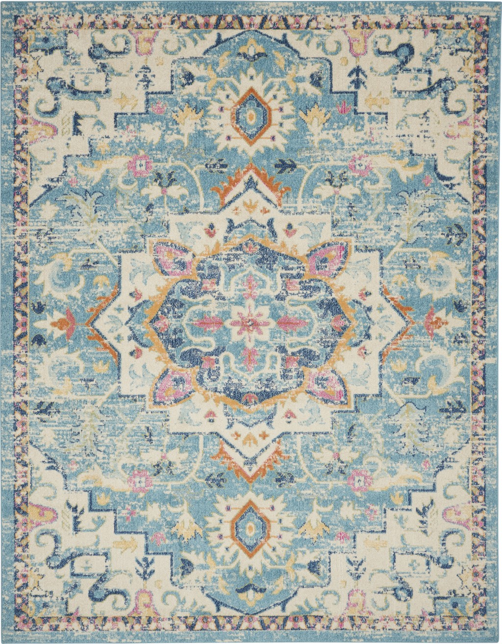 8' X 10' Blue And Ivory Dhurrie Area Rug-385585-1