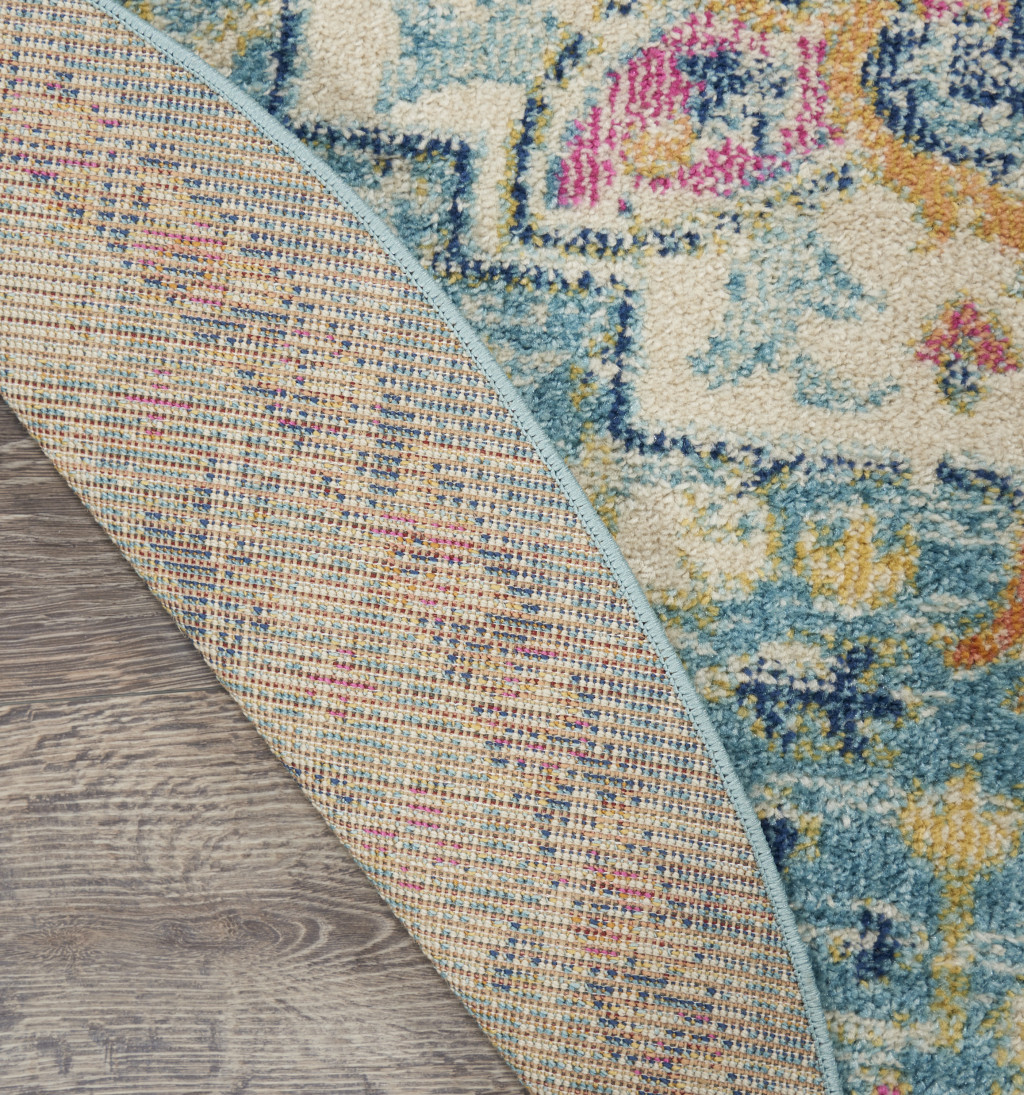 8" X 10" Blue And Ivory Dhurrie Area Rug