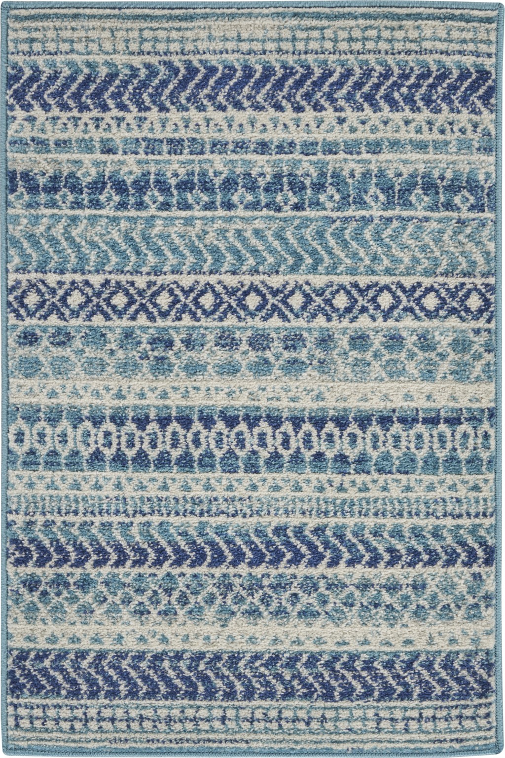 2' x 3' Blue and Ivory Striped Power Loom Area Rug-385595-1