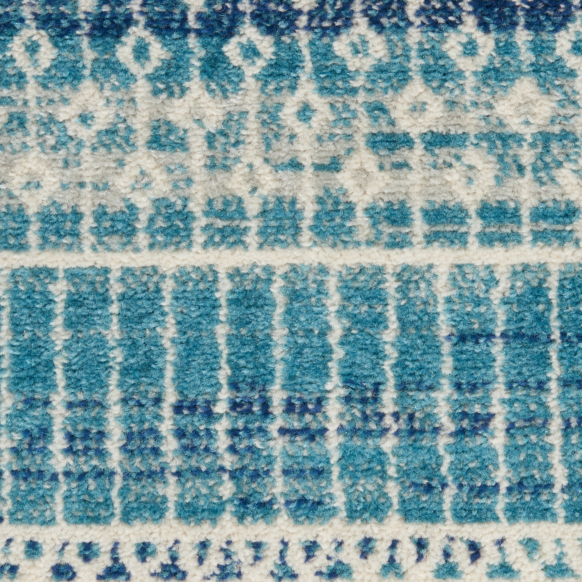 2" X 3" Blue and Ivory Striped Power Loom Area Rug