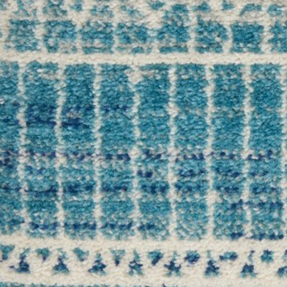 8" Navy Blue Southwestern Power Loom Runner Rug