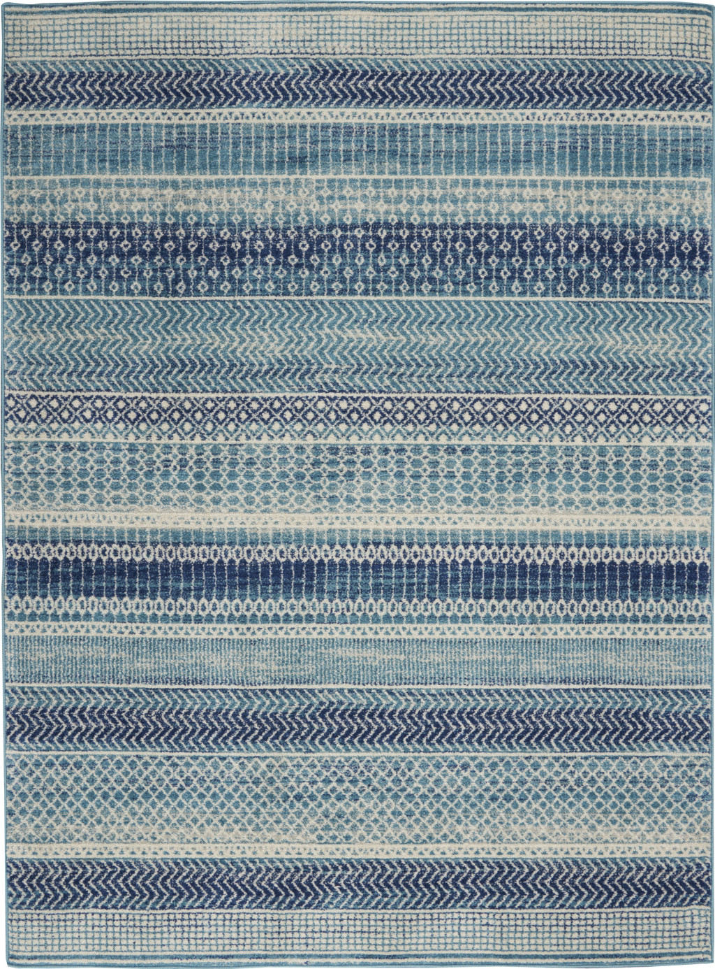 5" X 7" Navy Blue Southwestern Power Loom Area Rug