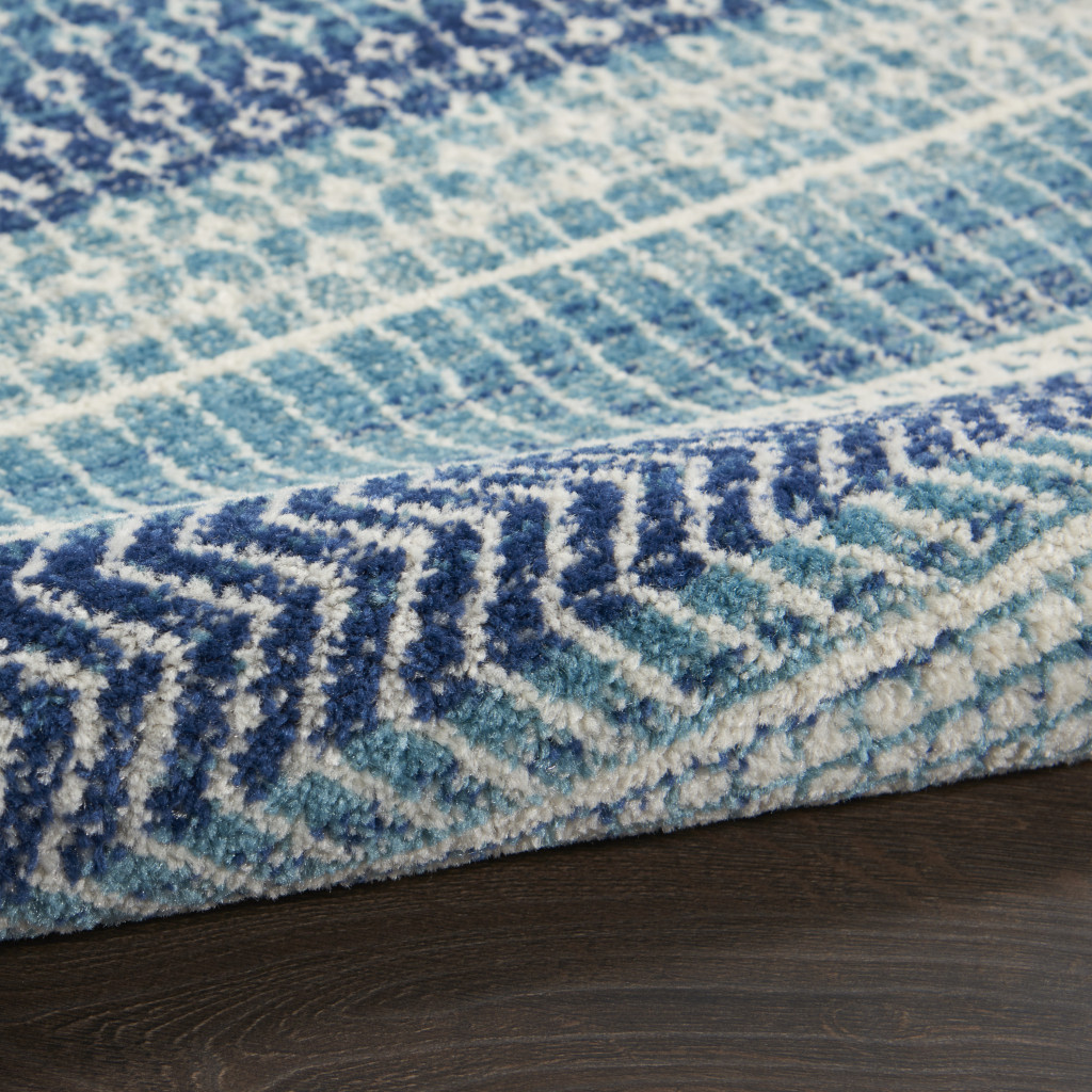 5" X 7" Navy Blue Southwestern Power Loom Area Rug