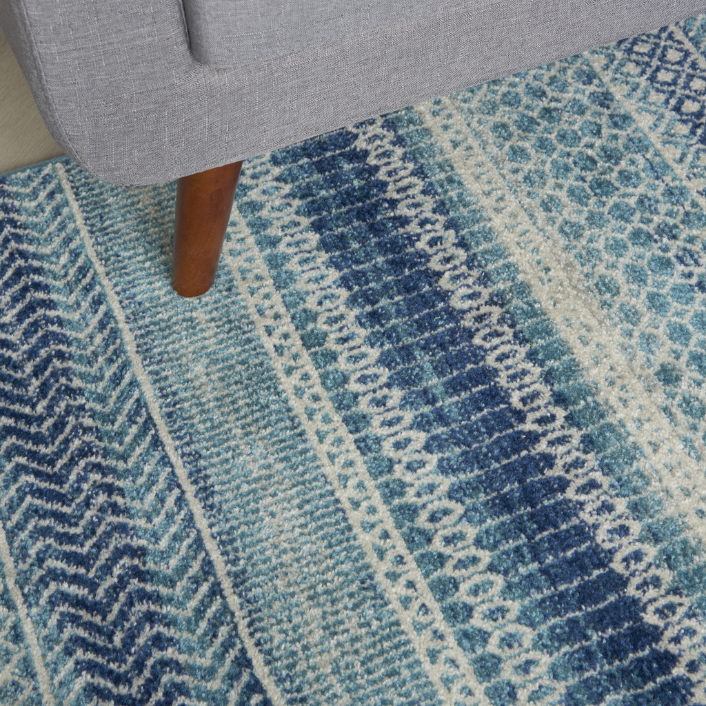 5" X 7" Navy Blue Southwestern Power Loom Area Rug