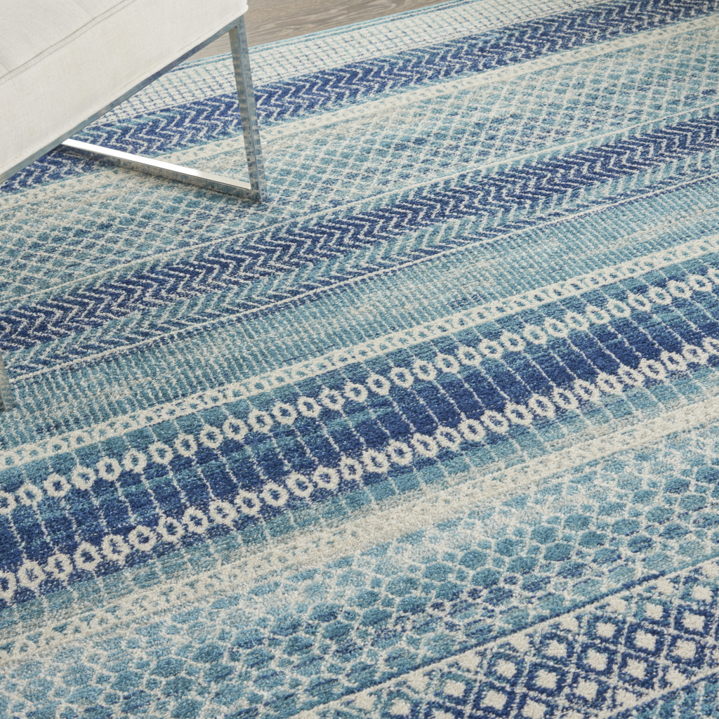7" X 10" Navy Blue Southwestern Power Loom Area Rug
