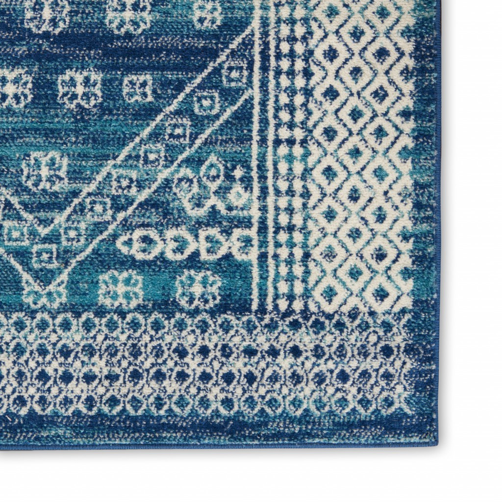 8" Navy Blue Shag Power Loom Runner Rug