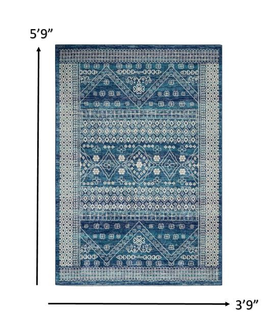 4" X 6" Navy Blue Power Loom Area Rug