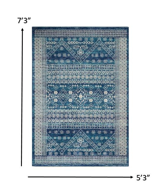 5" X 7" Navy Blue Power Loom Area Rug