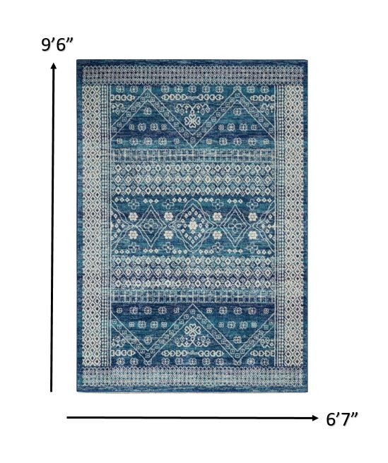 7" X 10" Navy Blue Power Loom Area Rug