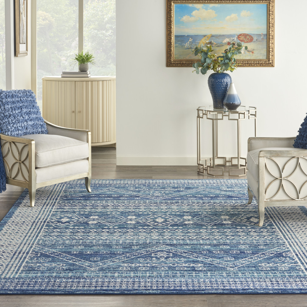 8" X 10" Navy Blue Power Loom Area Rug