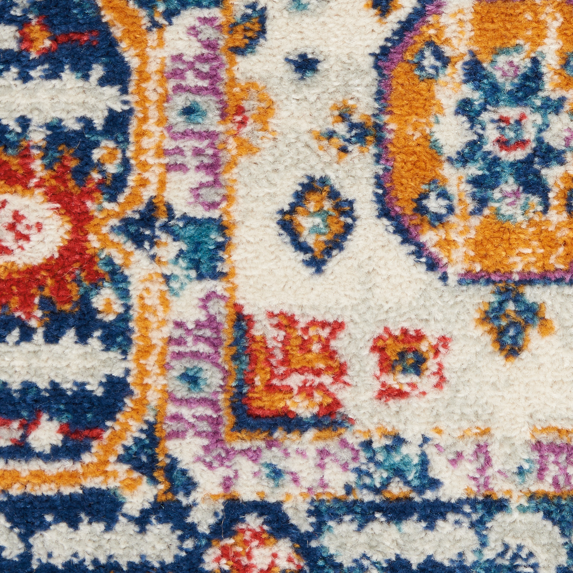 2" X 3" Blue And Ivory Medallion Scatter Rug