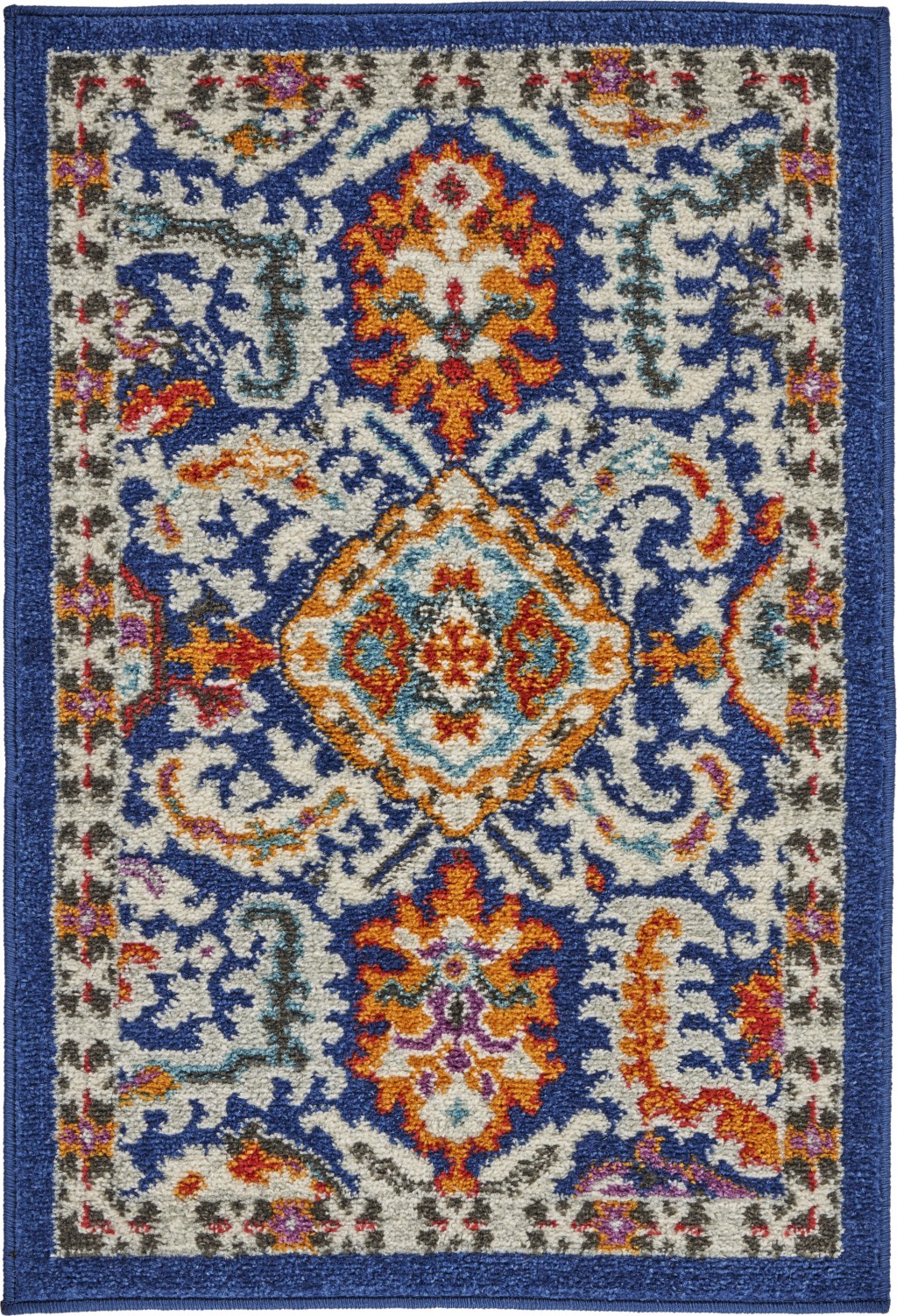 2' X 3' Blue And Ivory Power Loom Area Rug-385638-1