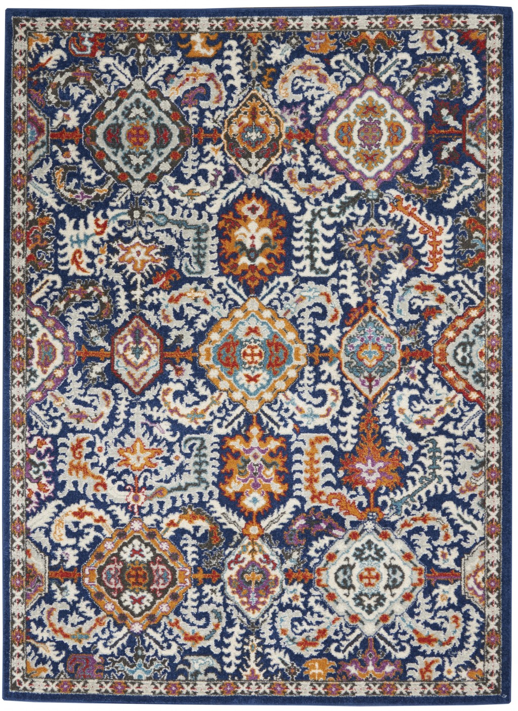 4' X 6' Blue And Ivory Power Loom Area Rug-385640-1