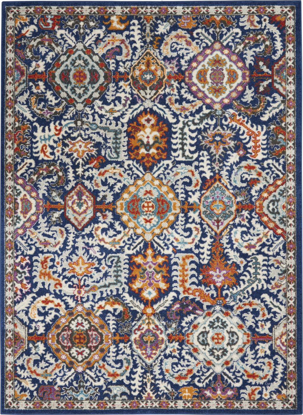 4' X 6' Blue And Ivory Oriental Area Rug-385640-1