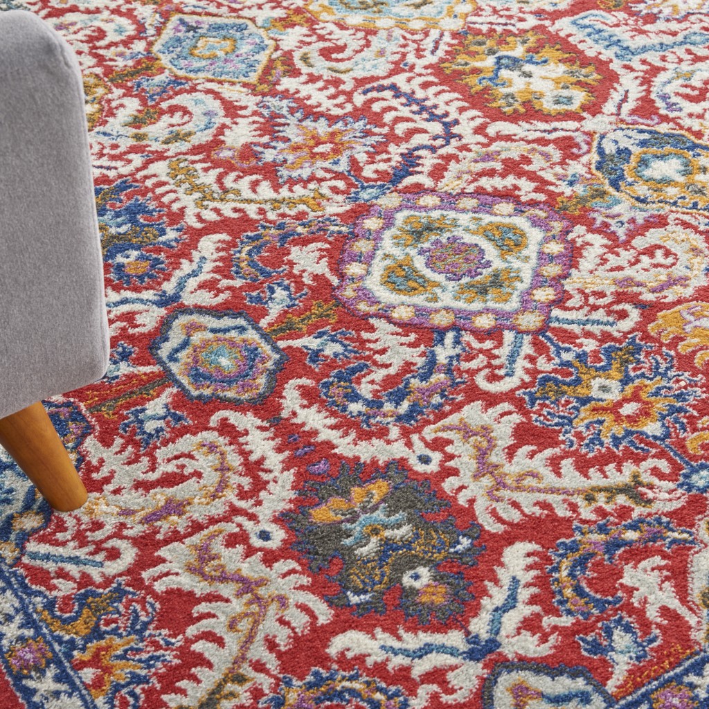8 x 10 Red and Multicolor Decorative Area Rug