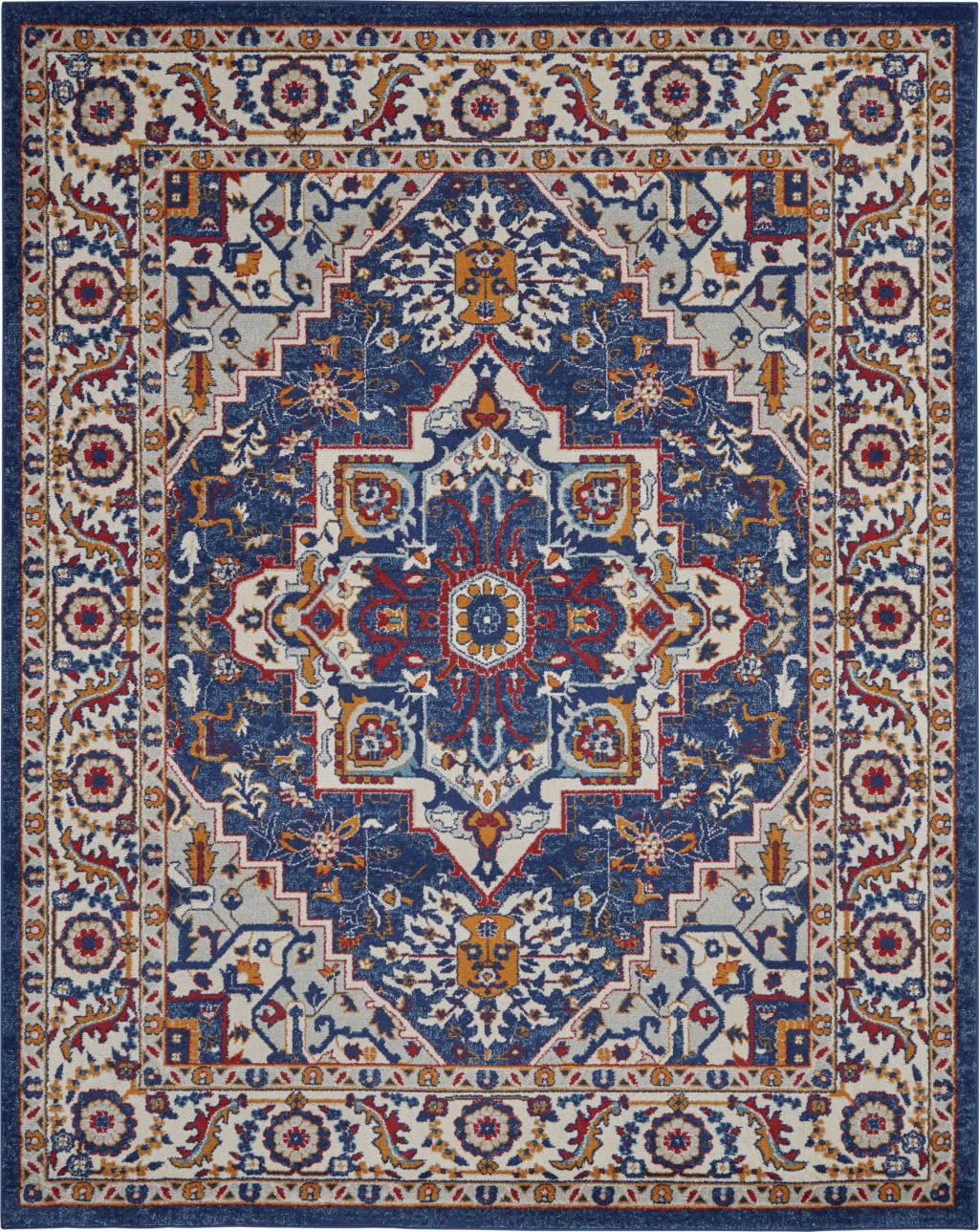 8' X 10' Blue And Ivory Power Loom Area Rug-385652-1