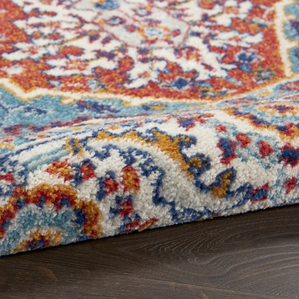 2" X 3" Red And Ivory Power Loom Area Rug
