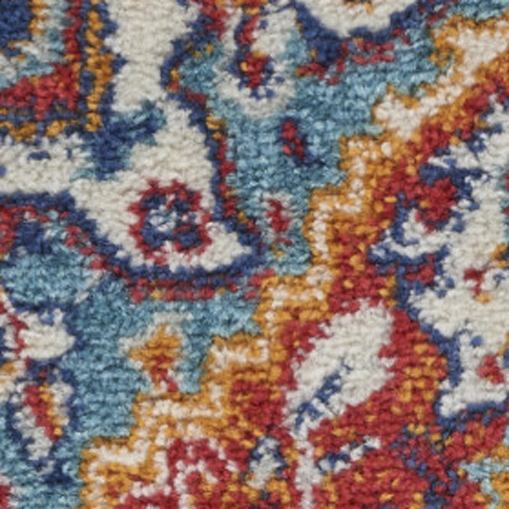 2" X 3" Red And Ivory Power Loom Area Rug