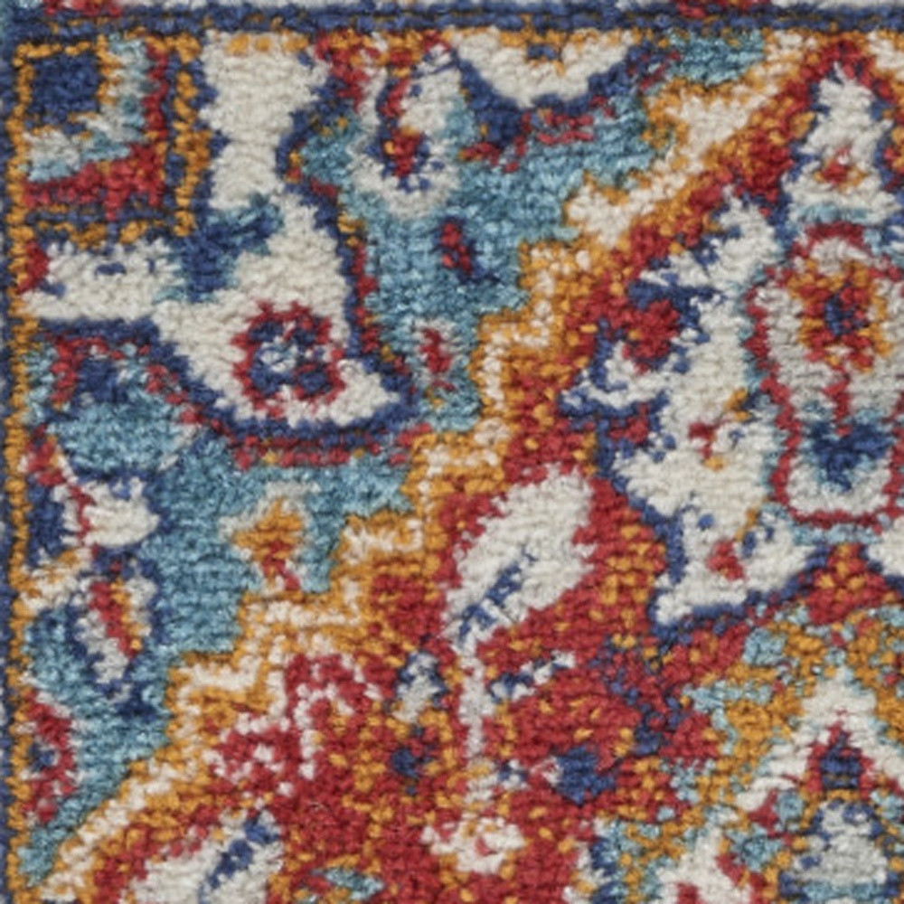 2" X 3" Red And Ivory Power Loom Area Rug