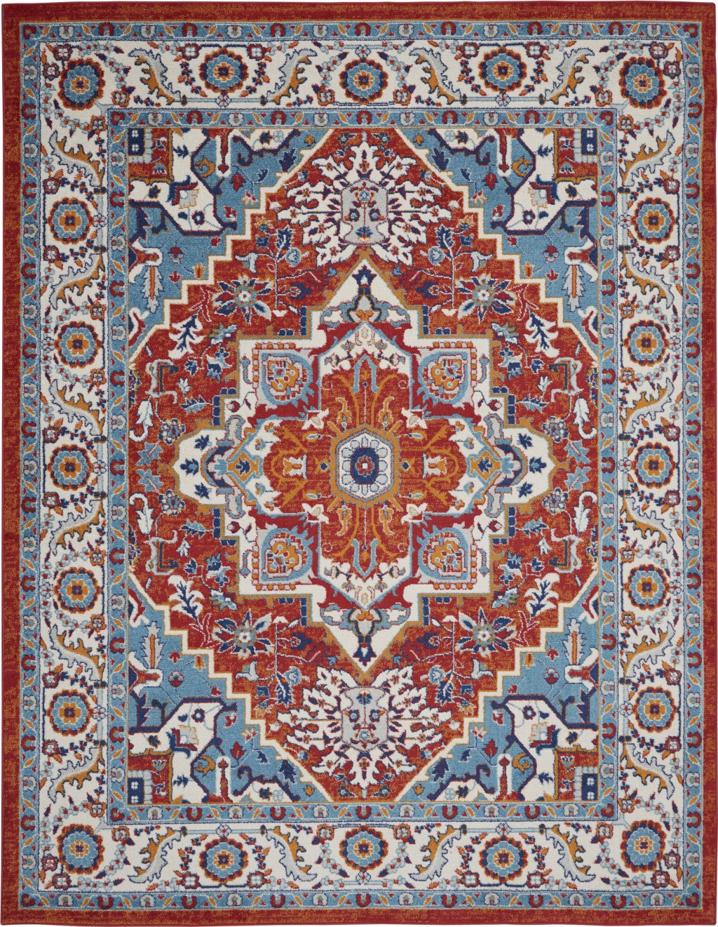 8’ X 10’ Red And Ivory Medallion Area Rug-385657-1